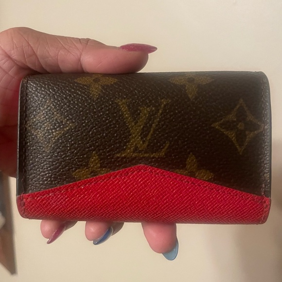 Louis Vuitton, compact accordion wallet LV canvas, print with red - Picture 3 of 13